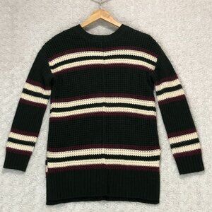 Arizona Jeans Co Women's Green Striped Long‎ Sleeve Knit Sweater Size Medium